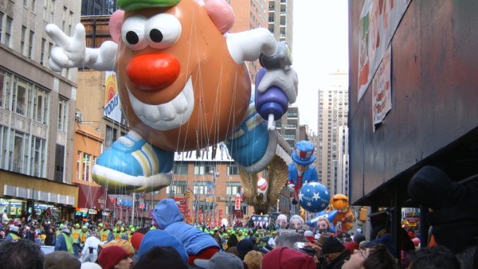 Mr. Potato Head balloon at the Macy s Thanksgiving Day Parade in Manhattan, NY.