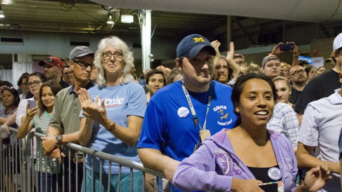 Democrat Bernie Sanders campaigned at several locations throughout the state of Arizona.